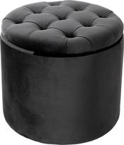 "Riess Ambiente" apvali taburetė "Modern Baroque" - 50 cm - pilkas aksomas - su daiktų laikymo vieta - tualetinė taburetė "Velvet Stool