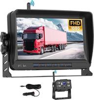 "Rimoody" belaidis FHD 1080P atbulinės eigos kameros rinkinys su 7 colių IPS monitoriumi ir IP68 vandeniui atsparia naktinio matymo atsargine kamera Stabilūs skaitmeniniai signalai 150° plataus kampo atbulinės eigos kameros rinkinys furgonams, automobilia