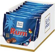 "Ritter Sport Jamaica Rum Crispy Bag" traškūs gabalėliai su tikru Jamaikos romu, užpildyti pieniniu šokoladu, tinkami Motinos ir Tėvo dienai, 10 x 200 g