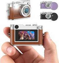 "Rollei" mini skaitmeninis fotoaparatas "Vintage Brown", 1080P FHD mažas retro skaitmeninis fotoaparatas su 0,96 colio spalvotu ekranu, 2 MP miniatiūrinis fotoaparatas, kompaktiškas fotokamera su blykste ir įrašymu, mini skaitmeninis fotoaparatas, mažas