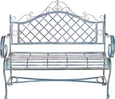 "Safavieh" metalinis lauko suoliukas, samanų mėlyna, 50 x 116 x 102 cm