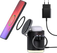 "Samsung" belaidžio įkrovimo stotelė iš MMOBIEL - 4-in-1 Qi2 sulankstomas belaidis įkroviklis - "Samsung Galaxy" telefonų, laikrodžių, ausinių įkrovimo stotelė (magnetinė lemputė + lemputė)