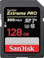 "SanDisk Extreme PRO SDHC UHS-II V90" 128GB atminties kortelė (300MB/s, 8K, 4K ir "Full HD" vaizdo įrašų įrašymas, "RescuePro Deluxe", atspari smūgiams, temperatūrai, vandeniui ir rentgenui)