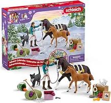 "schleich Horse Club" advento kalendorius "Horse Club 2025" - 99092 su judančia figūrėle Liza, 2 arklio figūrėlėmis, katinu, ėdžiomis ir daugybe priedų, dovanų idėja vaikams nuo 5 metų, 36 dalys