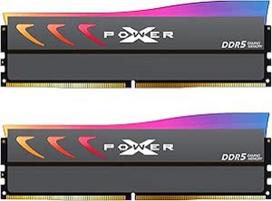 "Silicon Power" DDR5 64GB (2x32GB) "Storm RGB" 6000MT/s (PC5-48000) 288 kontaktų CL38 1,35 V UDIMM staliniams kompiuteriams skirtas atminties modulis RAM SP064GXLWU60BFDK Grey
