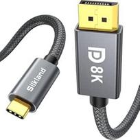 "Silkland" USB C DisplayPort 1.4 kabelis 2 m [8K@60Hz, 4K@240Hz/144Hz, 2K@240Hz, 32,4Gb/s], "Thunderbolt 4/3" ir "DisplayPort" kabelis, skirtas "iPhone 17 16 15", "MacBook Pro/Air", "Mac Mini", "iPad Pro/Air", "Galaxy S8-S25