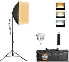 "Softbox" rinkinys "Photo Studio", 85 W 40 x 40 cm "Softbox" LED apšvietimo rinkinys su E27 3000-6500 K studijos žibintais, visiškai reguliuojamas šviesos stovas, skirtas "YouTube", "Tiktok" vaizdo įrašams, studijiniams portretams, fotografijai