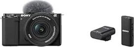 "Sony" ZV-E10K sisteminis fotoaparatas (APS-C) su 16-50 mm f/3,5-5,6 II galingo priartinimo objektyvu - pasukamas ir pasukamas ekranas, automatinis fokusavimas realiuoju laiku, idealiai tinka vaizdo tinklaraštininkams ir pradedantiesiems + ECMW2BT