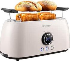 "Steinborg" skrudintuvas su 4 riekelėmis ir bandelių priedu, ilgų plyšių skrudintuvas, automatinis išsijungimas, dviejų plyšių skrudintuvas, šeimyninis skrudintuvas, LED ekranas su likusio laiko rodmeniu (bulguro smėlio spalvos)