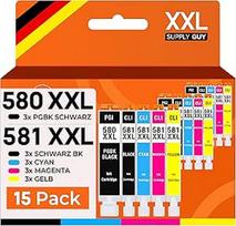 "Supply Guy" 580XXL 581XXL spausdintuvo kasetės suderinamos su "Canon PGI-580 CLI-581" kasetėmis, tinkančiomis "Pixma TS705 TS705a TS6350 TS6350a TS6351 TS6351a TS6300 TR8550 TS9550 Multipack 15 rašalo pakuočių