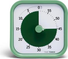 "TIME TIMER Home MOD" - 60 minučių vizualinis laikmatis vaikams - mokyklinis mokymosi įrankis, skirtas vaikų rašomajam stalui, biuro stalui ir susitikimams, veikia tyliai (tolima žalia), 8,8 x 8,8 x 5,2 cm