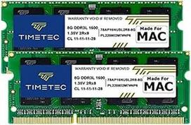"Timetec Hynix IC" 16GB rinkinys (2x8GB) "Apple DDR3" 1600 MHz PC3-12800 SODIMM atminties atnaujinimas "MacBook Pro" 13 colių/15 colių 2012 m. viduryje, "iMac" 21,5 colio 2012 m. pabaigoje / 2013 m. pradžioje, 27 colių 2012 m. pabaigoje / 2013 m. pradži