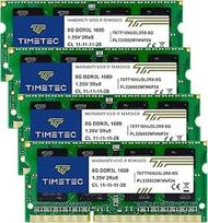 "Timetec" 32GB KIT (4x8GB) DDR3L / DDR3 1600 MHz (DDR3L-1600) PC3L-12800 / PC3-12800 Non-ECC Unbuffered 1.35 V/1.5 V CL11 2Rx8 Dual Rank 204 Pin SODIMM Laptop Notebook PC Computer RAM