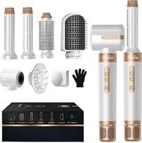 "UKLISS Airstyler Pro", "7-in-1" plaukų džiovintuvas ir plaukų stiliatorius su automatiniu garbanojimo žnyplėmis, apvaliu šepečiu, oro tiesintuvu, oro tiesintuvu, "Airbrush Multistyler", garbanų mažinimo funkcija, be ekstremalaus karščio