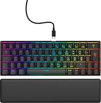 "uRage Exodus 760" mechaninė mini žaidimų klaviatūra su nuimama riešo atrama, pilnas RGB apšvietimas, žaidimų programinė įranga, kompaktiškas formatas, "Outemu Red" jungikliai, QWERTZ išdėstymas, juoda