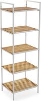 "Versa Willow" vonios kambario baldai, organizuojanti lentyna su 5 skyriais, matmenys (V x D x Š): 120 x 32,5 x 39 cm, bambukas ir metalas, baltos spalvos