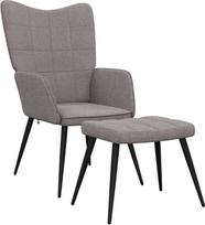 "vidaXL" minkštasuolis su taburete, minkšta kėdė, TV kėdė, valgomojo kėdė, svetainės kėdė, poilsio kėdė, 62 x 68,5 x 96 cm, Taupe audinys