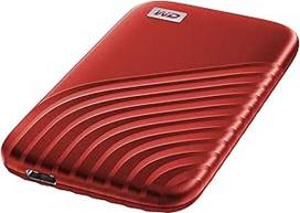"WD My Passport SSD" 500GB mobilioji SSD saugykla (NVMe technologija, suderinama su USB-C ir USB 3.2 Gen-2, skaitymas 1050MB/s, rašymas 1000MB/s) Raudona