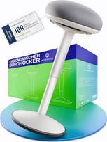 "Wohnperle" biuro taburetė Ergonomiška [sertifikuota] 2-in-1 taburetė ir stovima taburetė Reguliuojamo aukščio ergonomiška balta taburetė biurui ir stalui - svyruojanti taburetė + švytuoklinė taburetė su sūpynės efektu