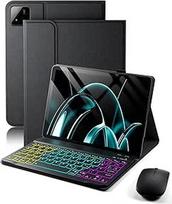 "Xiaomi Pad 7" / "7 Pro" (2024) "Xiaomi Pad 8" / "8 Pro" (2025) 11,2 colių dėklas su belaidžiu "Bluetooth" apšviesta spalvota vokiška klaviatūra (QWERTZ) ir pele, magnetinis nuimamas, apšviestas klaviatūros dėklas
