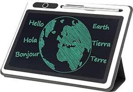 10 colių LCD planšetinio kompiuterio rankinio tapymo įrankis elektroninėms užrašų knygelėms Garantuota kokybė Aukštųjų technologijų laminavimo technologija kasdieniam naudojimui (juodas (su odiniu dėklu))