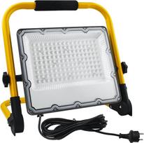 100 W LED statybinis prožektorius su 4 m kabeliu, IP66 vandeniui atspari LED darbo šviesa su "Schuko" kištuku, skirta dirbtuvėms, techninei priežiūrai ar statyboms, 6500 K šaltai balta šviesa, 10000 LM