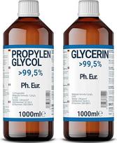 1000 ml glicerino + 1000 ml propilenglikolio farmacinės kokybės | >99,5 % | grynas | E422 + E1520 "pasidaryk pats