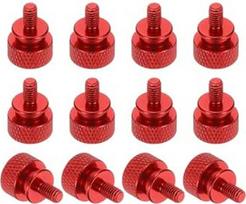 12 vnt M4x8mm nykščio varžtas Kompiuterio korpuso sriegio varžtai Aliuminio lydinio kompiuterio korpusas Raudona