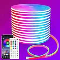 15 m neoninė LED juosta, programėlės valdymas, su nuotolinio valdymo pulteliu, IP65 vandeniui atspari lanksti neoninė LED juosta, 24 V RGB LED juosta, neoninė virvės lempa, skirta miegamojo, kambario ir lauko apdailai