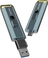 2 TB išorinis SSD diskas iki 2100MB/s Nešiojamasis išorinis SSD kietasis diskas SSD ištraukiamo dizaino greitasis blykstės diskas Dvigubas C tipo ir USB 3.2 USB atminties kortelė "Android" telefonui / stalui / "Windows" / nešiojamajam kompiuteriui