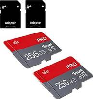 256GB mikro atminties kortelės 10 klasės TF kortelė su adapteriu 10 klasės didelės spartos mini atminties kortelė, skirta išmaniesiems telefonams, fotoaparatams ir planšetiniams kompiuteriams, 2 vnt.