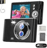 32GB skaitmeninis fotoaparatas Vaikų fotokamera: 48 MP nuo drebėjimo apsaugotas vaikų fotoaparatas su 2,8 colio 4K ekranu, "YouTube" vaizdo dienoraščio kamera 16X skaitmeninio priartinimo kompaktiškas fotoaparatas fotografijai