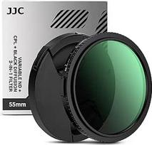 55 mm "3-in-1" juodo rūko 1/4 filtras ir ND bei CPL filtras, kintamas ND2-32 (diafragma 1-5) poliarizacinis filtras, "Nitto" tikros spalvos žiedinis poliarizacinis filtras su 28x danga, skirtas dinamiškų scenų fotografavimui