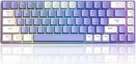 60 % Mechaninė mini klaviatūra, kompaktiška, 68 klavišai, USB C laidinė RGB klaviatūra, 18 chromatinių vaivorykštinio apšvietimo lempučių, nešiojama, suderinama su PS4, Xbox, PC, nešiojamuoju kompiuteriu - violetinė/mėlyna Switch