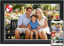 64GB FRAMEO 10,5 colių skaitmeninis nuotraukų rėmelis WiFi Smart 1920 x 1280 FHD jutiklinis IPS ekranas, automatinis pasukimas, palaiko SD kortelę USB kaupiklyje, 2,4/5 GHz, programėlės valdymas per "Frameo", idealiai tinka šeimoms