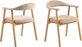 AC Design Furniture Alva valgomojo kėdė su porankiais Danny Audinys Smėlio spalvos 3 Aliejumi apdorotas ąžuolo rėmas Colli 2 vnt.
