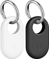 Ainiv 2 x dėklas "Samsung Galaxy SmartTag 2" su raktų pakabuku, GPS sekimo įrenginio pakabukas apsauginis dėklas vaikams, šunims, katėms, lagaminams, raktams, dviračiams (juodas + baltas)