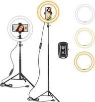 AIXPI 25 cm LED žiedinė šviesa su 150 cm trikojo stovu ir mobiliojo telefono laikikliu, reguliuojamo apšvietimo žiedinė šviesa "YouTube" vaizdo įrašams, asmenukėms, tiesioginėms transliacijoms, makiažui / fotografijai, suderinama su išmaniaisiais telefona