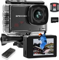 Apexcam M80 su 64G kortele Veiksmo kamera 4K60FPS 48MP WiFi sporto kamera Povandeninė kamera 40 m vandeniui atspari 170° plataus kampo 2.4G nuotolinio valdymo pultas 2 x 1350 mAh akumuliatoriai su priedų laikiklio rinkiniu