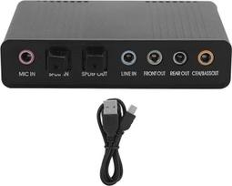 ASHATA garso kortelė, DM-HD10 USB 5.1 kompiuterio išorinės garso kortelės garso adapteris karaoke, USB garso kortelė, USB garso valdiklis su mikrofono įvestimi, priekine išvestimi, SPDIF įvestimi