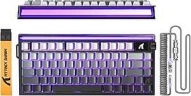 ATTACK SHARK R85 HE laidinė 75 % žaidimų klaviatūra su C01ULTRA LED kabeliu, magnetiniais jungikliais, daugiafunkcine programine įranga, RGB apšvietimo langeliu, rotacinė, 8000 Hz, RT 0,005 mm (Mėnulio šviesa)