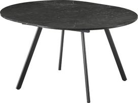 B&D home Apvalus valgomojo stalas "Tiltas", ištraukiamas 120-150 cm su drugelio įdėklu 4-6 asmenims Marmuro efekto stalviršis Metalinis rėmas Juodas modernus virtuvės valgomojo stalas