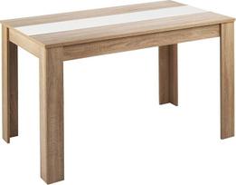 byLIVING NORI Valgomojo stalas / "Sonoma" ąžuolo šviesiai rudos spalvos / dvipusis juodas arba baltas / kompaktiškas virtuvės stalas / 140 cm pločio valgomojo stalas / 18 mm stalviršis / 140 x 80 x H 75 cm