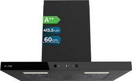 Cecotec Bolero Flux TT 604400 Black A++, T-förmige Dunstabzugshaube, 60 cm, 413,3 m³/h Saugleistung, Klasse A++, unsichtbare Touch-Steuerung, Hand Movement Control, Booster-Funktion, waschbare Filter