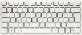 CHERRY KW 7100 MINI BT Kompaktiška kelių įrenginių klaviatūra su 3 "Bluetooth" kanalais Vokiškas išdėstymas (QWERTZ) Plokščio dizaino su dėklu Pieno baltumo