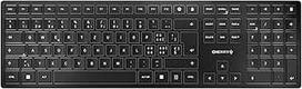 CHERRY KW 9100 Plona belaidė klaviatūra Šveicariško išdėstymo QWERTZ klaviatūra Pasirenkamas "Bluetooth" arba belaidis ryšys SX žirklinis mechanizmas USB įkraunamas plokščias juodas sidabrinis