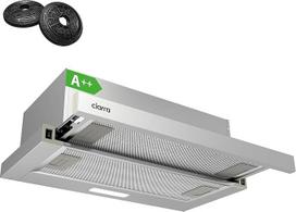 CIARRA AWS6906D A++ Plokštuminis gartraukis 60 cm Recirkuliacinis 370 m³/h su CBCF002X2 aktyviosios anglies filtru Integruotas plokščias gartraukis Sidabrinės spalvos