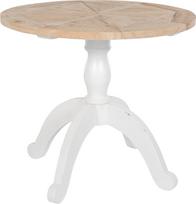 CLP Roswell valgomojo stalas, skersmuo 90 cm, virtuvės stalas su apvalia stalviršio forma, šabliškas valgomojo stalas, pagamintas iš uosio masyvo, spalva: natūrali / balta