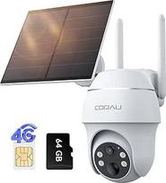 COOAU 4G LTE stebėjimo kamera Lauko baterija su SIM kortele + 64GB atminties kortele + saulės baterija, stebėjimo kamera LTE, 2K belaidė saulės kamera lauke su spalvotu naktiniu matymu, PIR asmuo