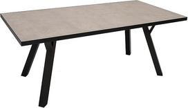 DEGAMO Manciano sodo stalas 90 x 180 cm Aliuminio rėmas Tamsiai pilkas stalviršis Keraminės išvaizdos stiklas Šviesiai pilka spalva Atsparus oro sąlygoms